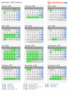 Kalender 1982 mit Ferien und Feiertagen Poitiers