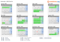 Kalender 1983 mit Ferien und Feiertagen Berlin