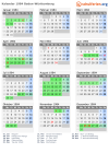 Kalender 1984 mit Ferien und Feiertagen Baden-Württemberg