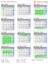 Kalender 1984 mit Ferien und Feiertagen Hamburg