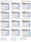 Kalender 1984 mit Ferien und Feiertagen Deutschland