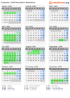 Kalender 1984 mit Ferien und Feiertagen Nordrhein-Westfalen