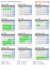 Kalender 1984 mit Ferien und Feiertagen Rheinland-Pfalz