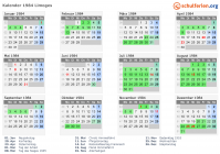 Kalender 1984 mit Ferien und Feiertagen Limoges
