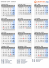 Kalender 1984 mit Ferien und Feiertagen Kärnten