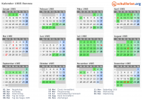 Kalender 1985 mit Ferien und Feiertagen Rennes