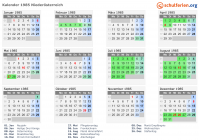 Kalender 1985 mit Ferien und Feiertagen Niederösterreich