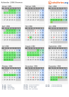 Kalender 1986 mit Ferien und Feiertagen Bremen