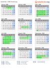 Kalender 1986 mit Ferien und Feiertagen Hamburg