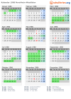Kalender 1986 mit Ferien und Feiertagen Nordrhein-Westfalen