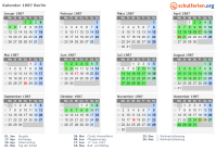 Kalender 1987 mit Ferien und Feiertagen Berlin