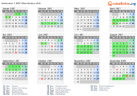 Kalender 1987 mit Ferien und Feiertagen Oberösterreich