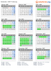 Kalender 1987 mit Ferien und Feiertagen Freiburg