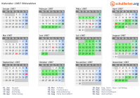 Kalender 1987 mit Ferien und Feiertagen Nidwalden