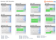 Kalender 1987 mit Ferien und Feiertagen Obwalden