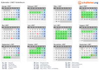 Kalender 1987 mit Ferien und Feiertagen Solothurn