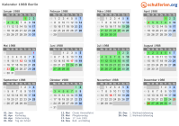 Kalender 1988 mit Ferien und Feiertagen Berlin
