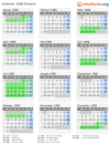 Kalender 1988 mit Ferien und Feiertagen Bremen