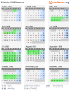 Kalender 1988 mit Ferien und Feiertagen Hamburg