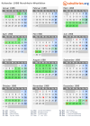 Kalender 1988 mit Ferien und Feiertagen Nordrhein-Westfalen