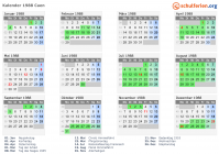 Kalender 1988 mit Ferien und Feiertagen Caen