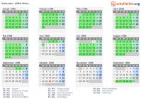 Kalender 1988 mit Ferien und Feiertagen Wien