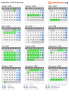 Kalender 1988 mit Ferien und Feiertagen Freiburg