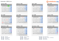 Kalender 1988 mit Ferien und Feiertagen Jura