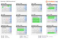 Kalender 1988 mit Ferien und Feiertagen Neuenburg