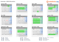 Kalender 1988 mit Ferien und Feiertagen Nidwalden