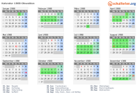 Kalender 1988 mit Ferien und Feiertagen Obwalden