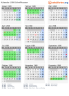 Kalender 1988 mit Ferien und Feiertagen Schaffhausen