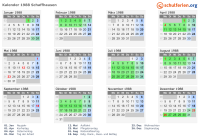 Kalender 1988 mit Ferien und Feiertagen Schaffhausen
