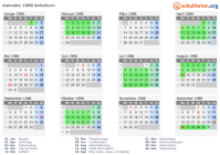 Kalender 1988 mit Ferien und Feiertagen Solothurn