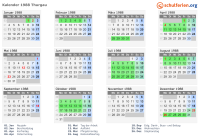 Kalender 1988 mit Ferien und Feiertagen Thurgau