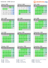 Kalender 1988 mit Ferien und Feiertagen Zürich