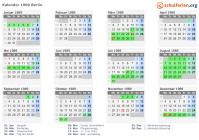 Kalender 1989 mit Ferien und Feiertagen Berlin