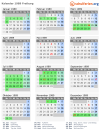 Kalender 1989 mit Ferien und Feiertagen Freiburg
