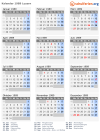 Kalender 1989 mit Ferien und Feiertagen Luzern