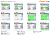 Kalender 1990 mit Ferien und Feiertagen Niederösterreich