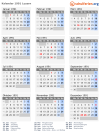 Kalender 1991 mit Ferien und Feiertagen Luzern
