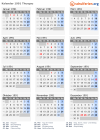 Kalender 1991 mit Ferien und Feiertagen Thurgau