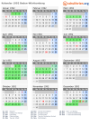 Kalender 1992 mit Ferien und Feiertagen Baden-Württemberg