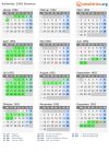 Kalender 1992 mit Ferien und Feiertagen Bremen