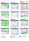 Kalender 1992 mit Ferien und Feiertagen Hessen