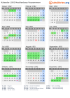 Kalender 1992 mit Ferien und Feiertagen Mecklenburg-Vorpommern