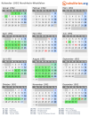 Kalender 1992 mit Ferien und Feiertagen Nordrhein-Westfalen
