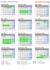 Kalender 1992 mit Ferien und Feiertagen Thüringen