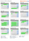Kalender 1992 mit Ferien und Feiertagen Aix-Marseille