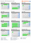 Kalender 1992 mit Ferien und Feiertagen Clermont-Ferrand